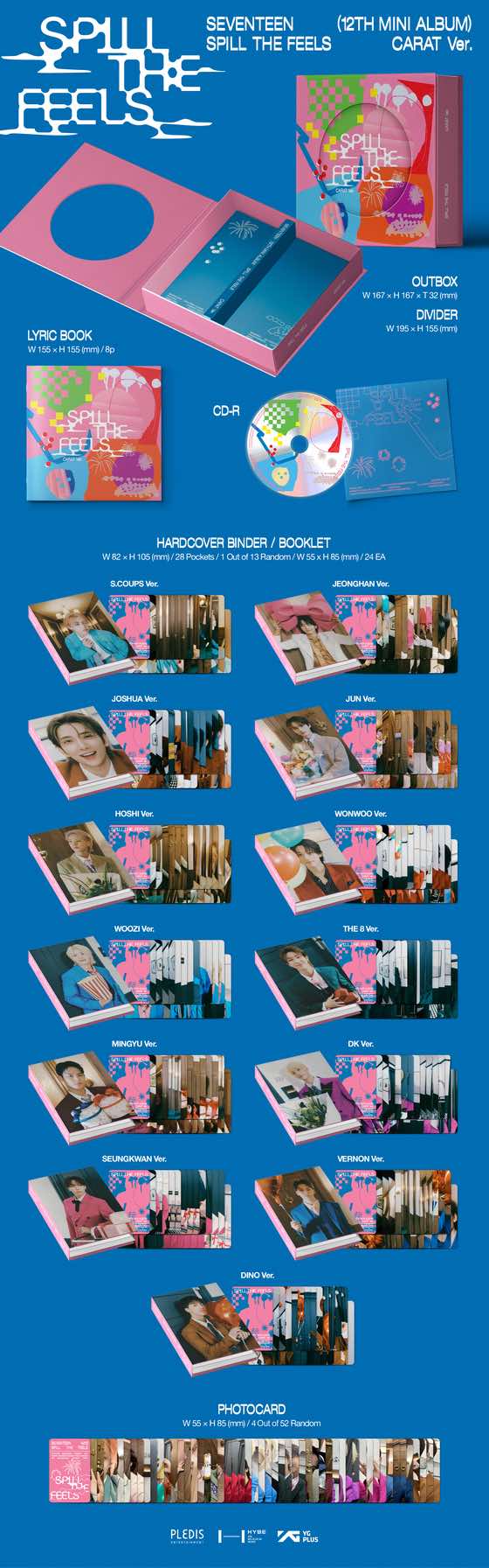 Hình ảnh sản phẩm cho phiên bản Carat của EP thứ 12 của Seventeen, ″Spill the Feels″ (2024) [PLEDIS ENTERTAINMENT]