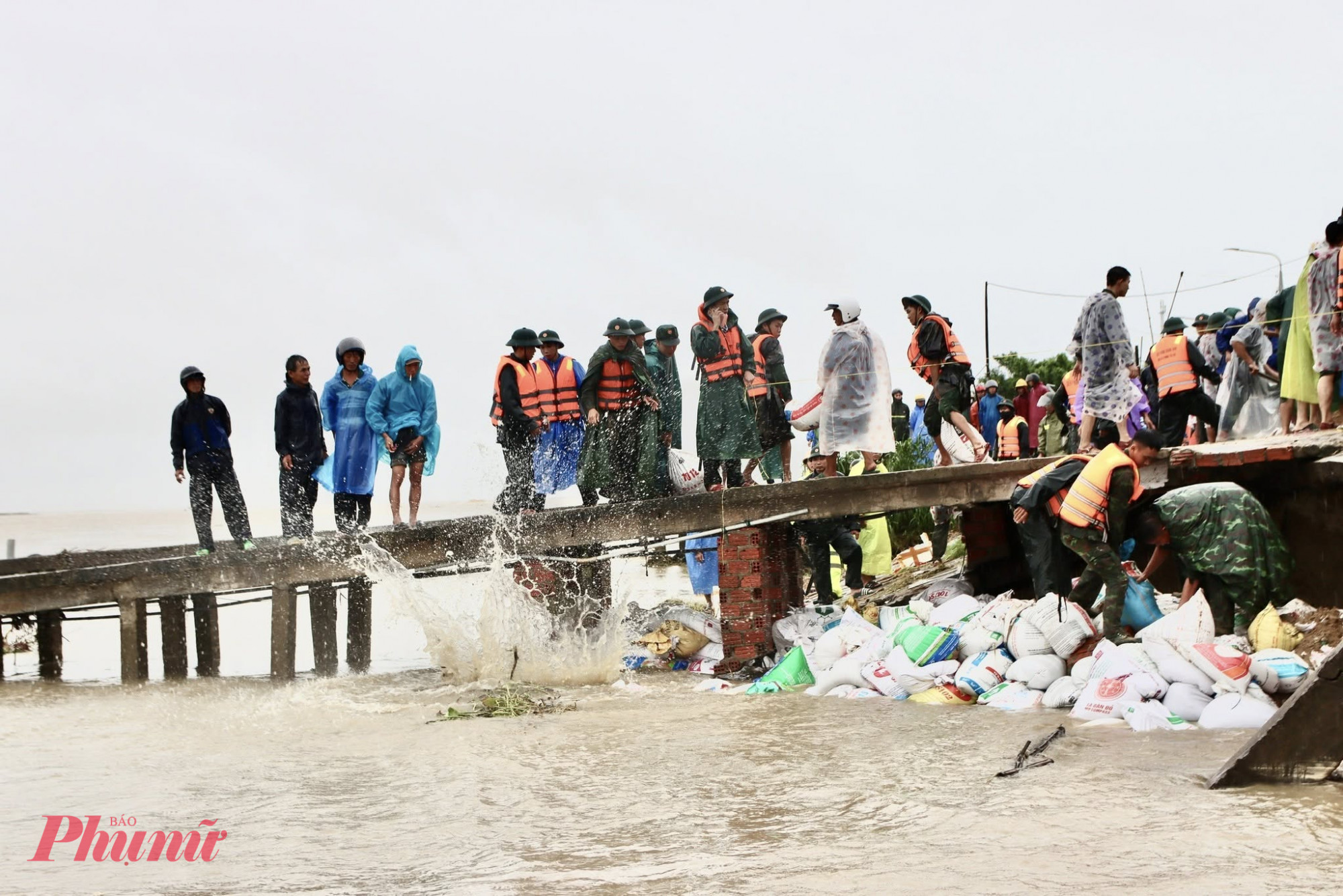 Sư đoàn 315 điều quân hỗ trợ địa phương gia cố bờ kè