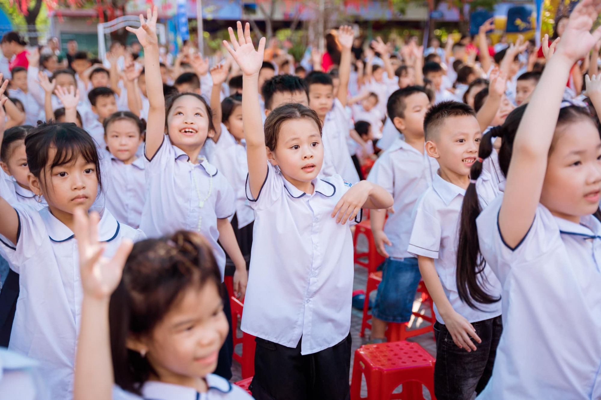 Học sinh Trường tiểu học Đông Thọ, tỉnh Thanh Hóa. Ảnh: Fanpage nhà trường