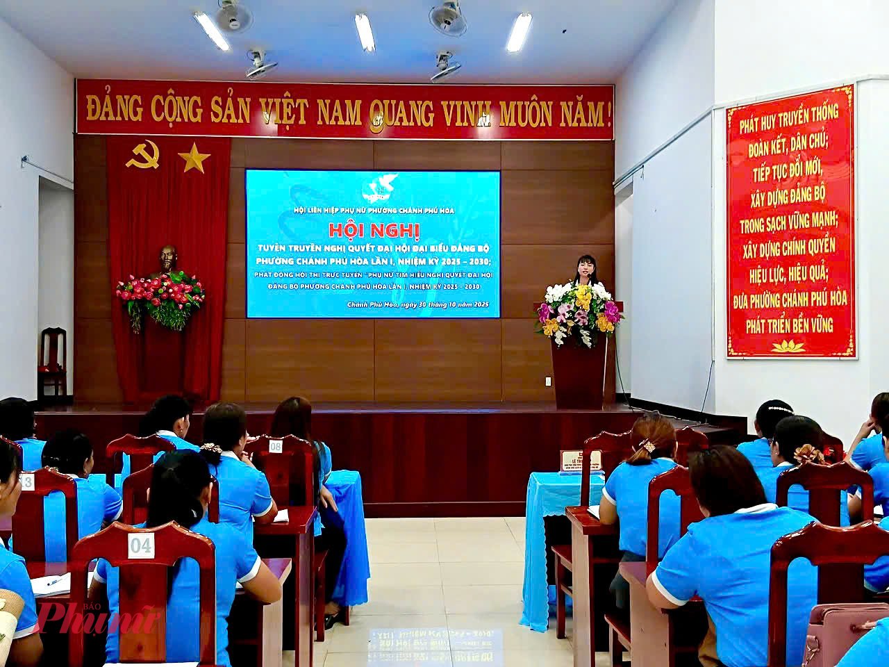 Quang cảnh hội nghị tuyên truyền Nghị quyết Đại hội Đảng bộ phường Chánh Phú Hòa lần thứ I, nhiệm kỳ 2025 -2030