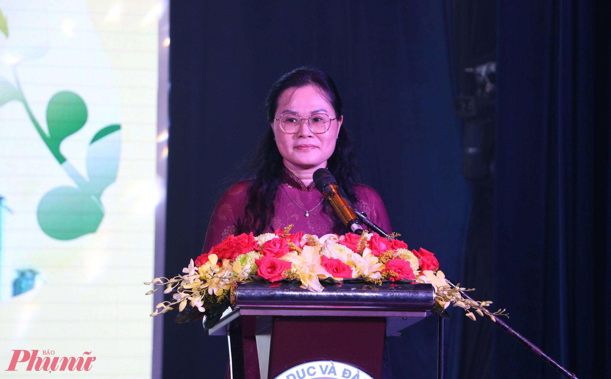 Bà Lê Thụy Mỵ Châu, Phó Giám đốc Sở GD-ĐT TPHCM, phát biểu tại  - Ảnh: Trang Thư