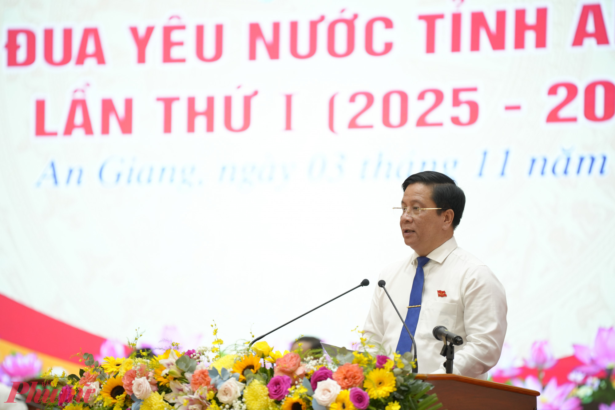 Ông Hồ Văn Mừng - Chủ tịch UBND tỉnh An Giang phát biểu tại đại hội - Ảnh Phú Hữu