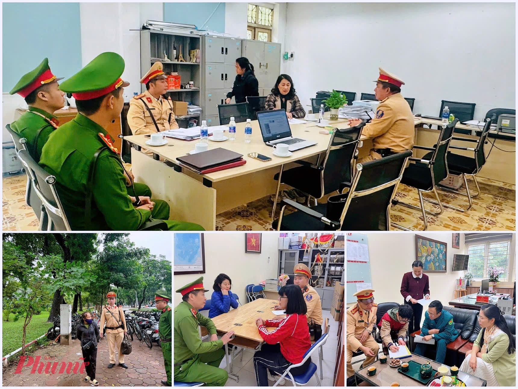 Đội CSGT đường bộ số 4 phối hợp Công an các phường và các trường trên địa bàn kiểm tra, đánh giá việc chấp hành pháp luật của học sinh.