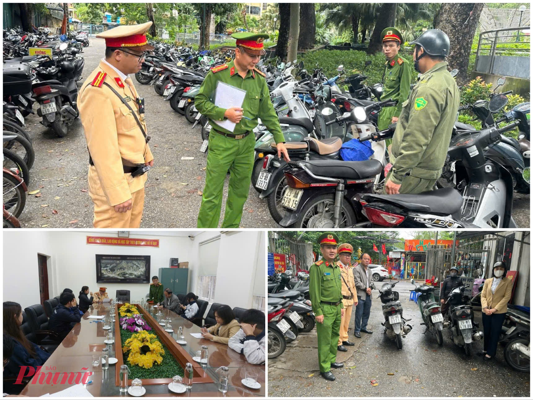 Đội CSGT đường bộ số 7 phối hợp với công an phường Thanh xuân kiểm tra việc chấp hành pháp luật bảo đảm TTATGT sáng 4/11.  