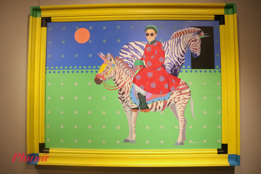 Tác phẩm “Thần thoại ẩn Vương” của họa sĩ Bảo Nguyễn đạt loạt A ở triển lãm “Báo cáo thành quả Trại Sáng tác và sáng tác mới 2025” - Ảnh: Phương Nhã