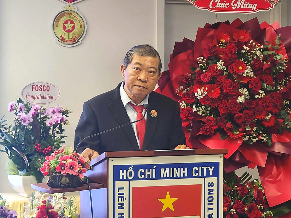 Ông Hoàng Minh Nhân – Chủ tịch Hội Hữu nghị Việt Nam – Nga TPHCM phát biểu tại sự kiện
