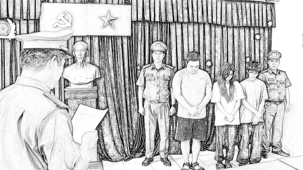 3 đối tượng tại cơ quan công an. Ảnh: CA