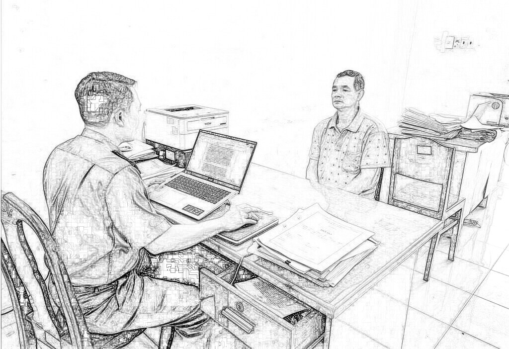 Hải tại cơ quan công an. Ảnh: CA