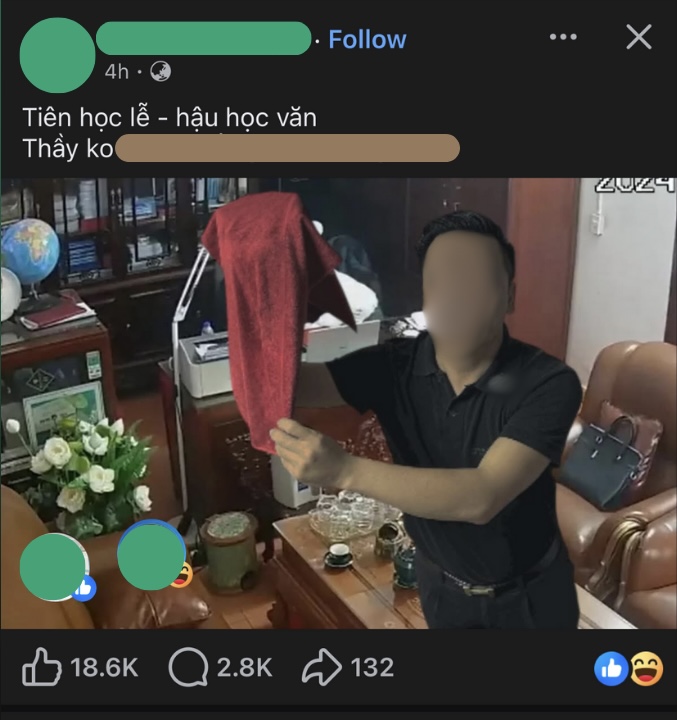 Một trong những bài đăng bắt trào lưu lấy khăn che camera với lượt tương tác lớn trên mạng xã hội - Ảnh: Chụp màn hình