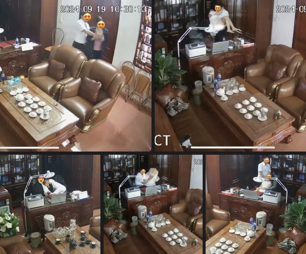 Hình ảnh nhạy cảm được cho là của Chủ tịch HĐQT Trường THPT Tô Hiến Thành (tỉnh Ninh Bình) - Ảnh cắt từ clip