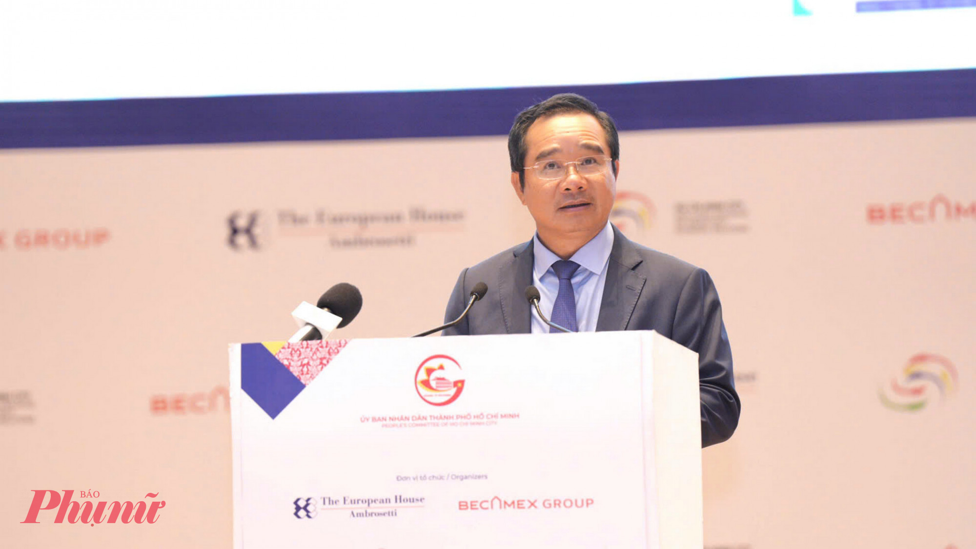 Chủ tịch UBND TP.HCM Nguyễn Văn Được phát biểu tại diễn đàn Asean - Italia