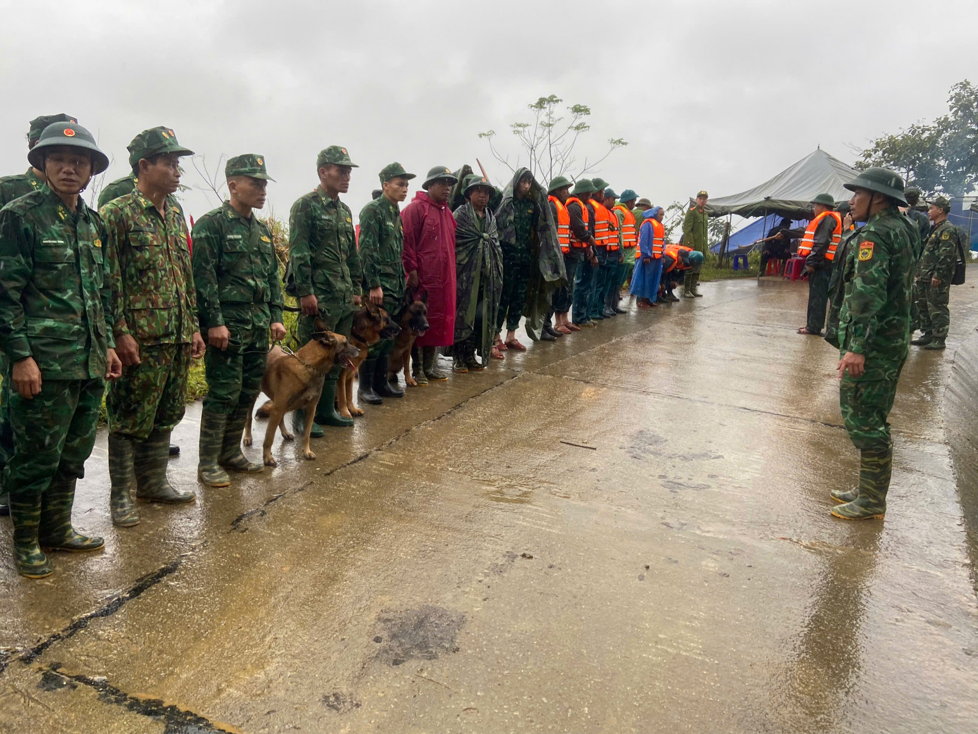 Hàng trăm cán bộ, chiến sĩ và chó nghiệp vụ được huy động.