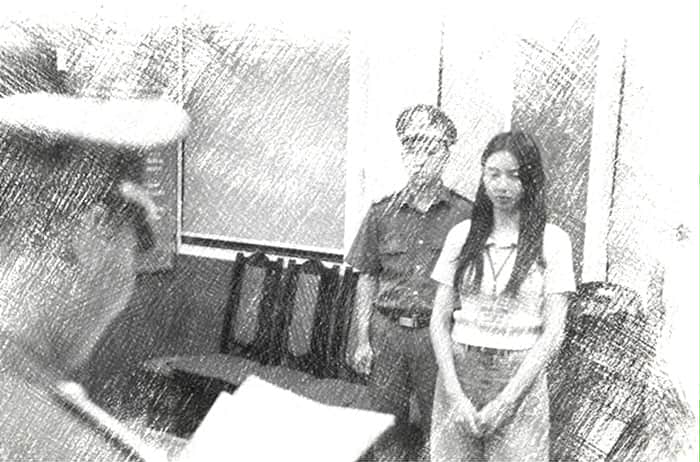 Hoa hậu Thuỳ Tiên tại cơ quan cảnh sát điều tra hồi tháng 5