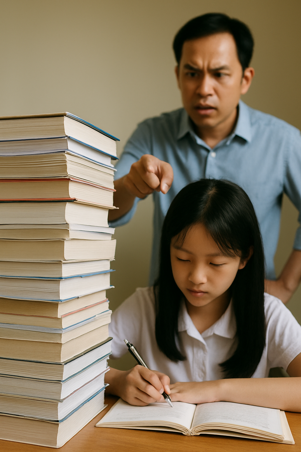 Cha mẹ không phải tự nhiên muốn ép con, mà vì sợ con bị Cha mẹ ép con hoc vì không muốn con bị bỏ lại phía sau trong một cuộc đua mà đứa trẻ nào cũng buộc phải phải chạy. 