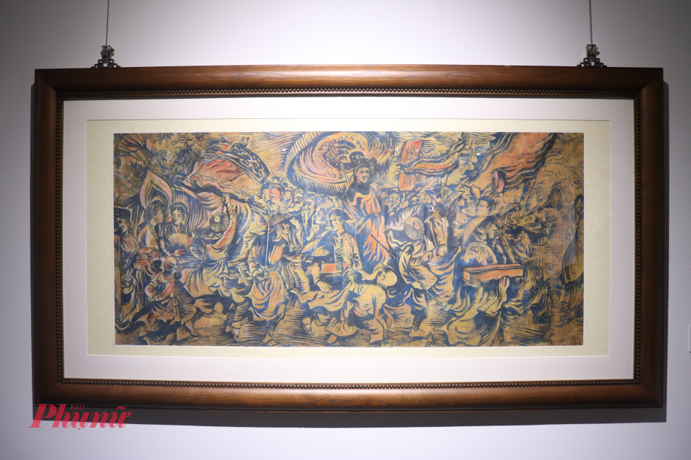 Tác phẩm thủ ấn họa Vinh quy bái tổ của họa sĩ Tú Duyên - Ảnh: Phương Nhã