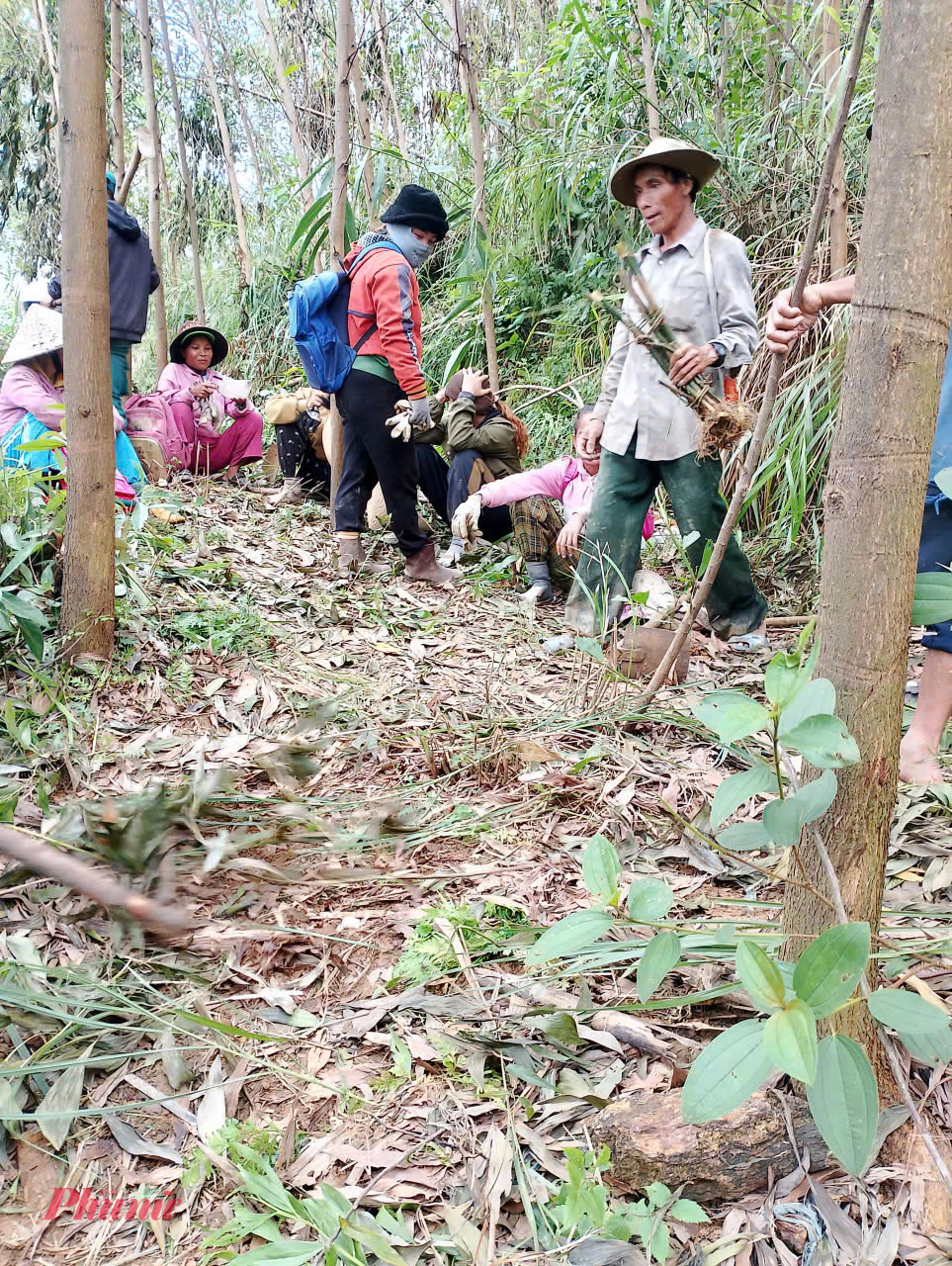 Đường từ thôn Tang ra trung tâm xã Cà Đam bị sạt lở nhiều đoạn buộc người dân phải phát đường, men theo triền núi đi rất nguy hiểm.