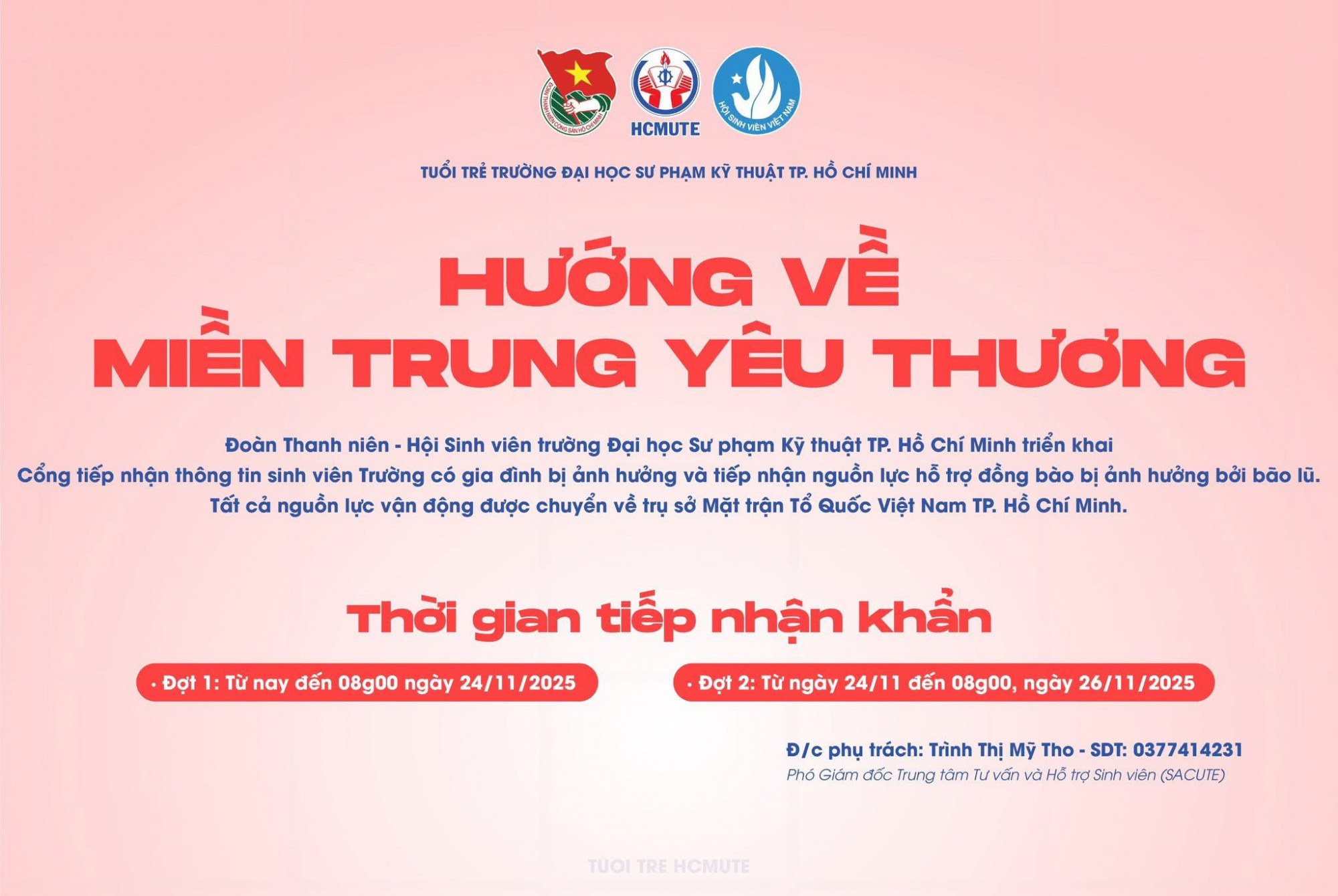 Hình ảnh thông báo của Trường đại học Sư phạm Kỹ thuật TPHCM - Ảnh: Facebook nhà trường