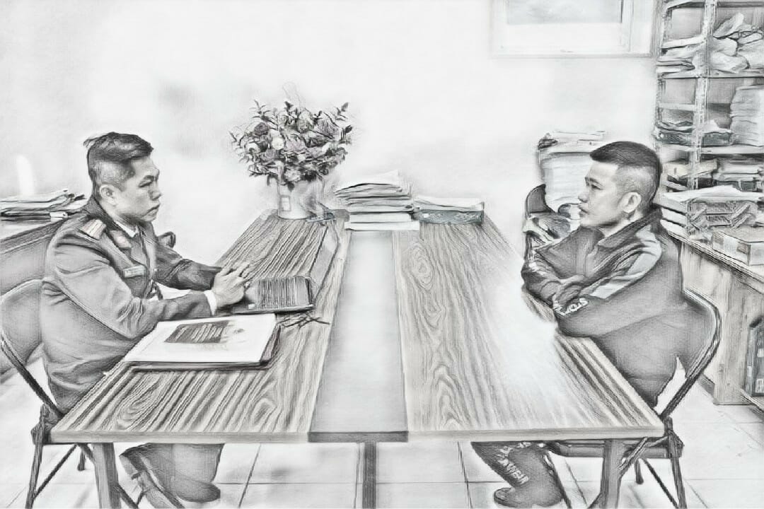 Nguyễn Văn Hai tại cơ quan công an - Ảnh công an cung cấp