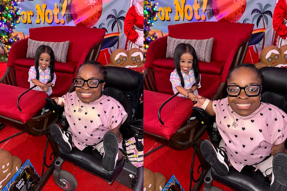 Khoảnh khắc 2 người phụ nữ thấp nhất thế giới gặp nhau gây xúc động. - Ảnh: GWR