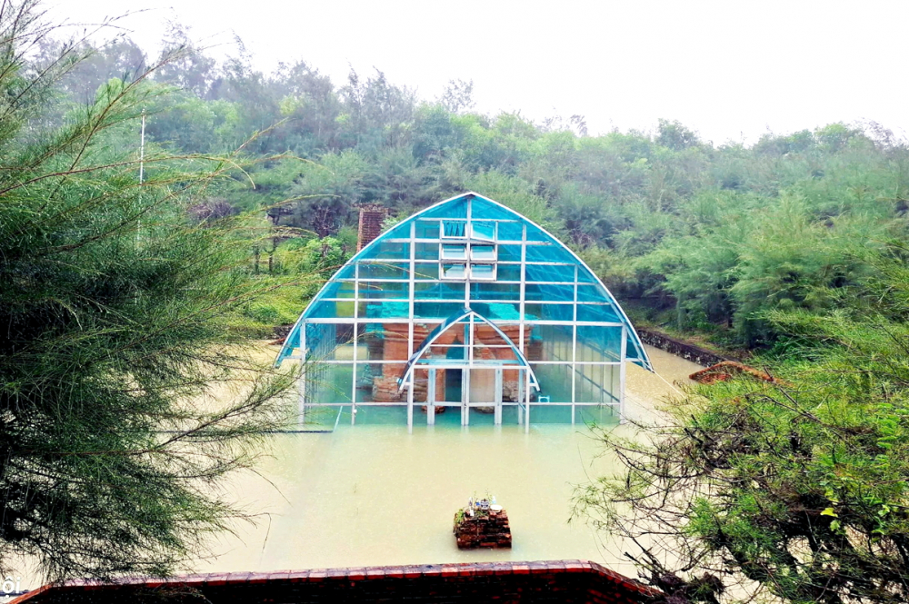 Di tích tháp Chăm Phú Diên (xã Phú Vinh, TP Huế)  ngàn năm bị ngâm nước lũ dài ngày, có nguy cơ rệu rã, đổ sập