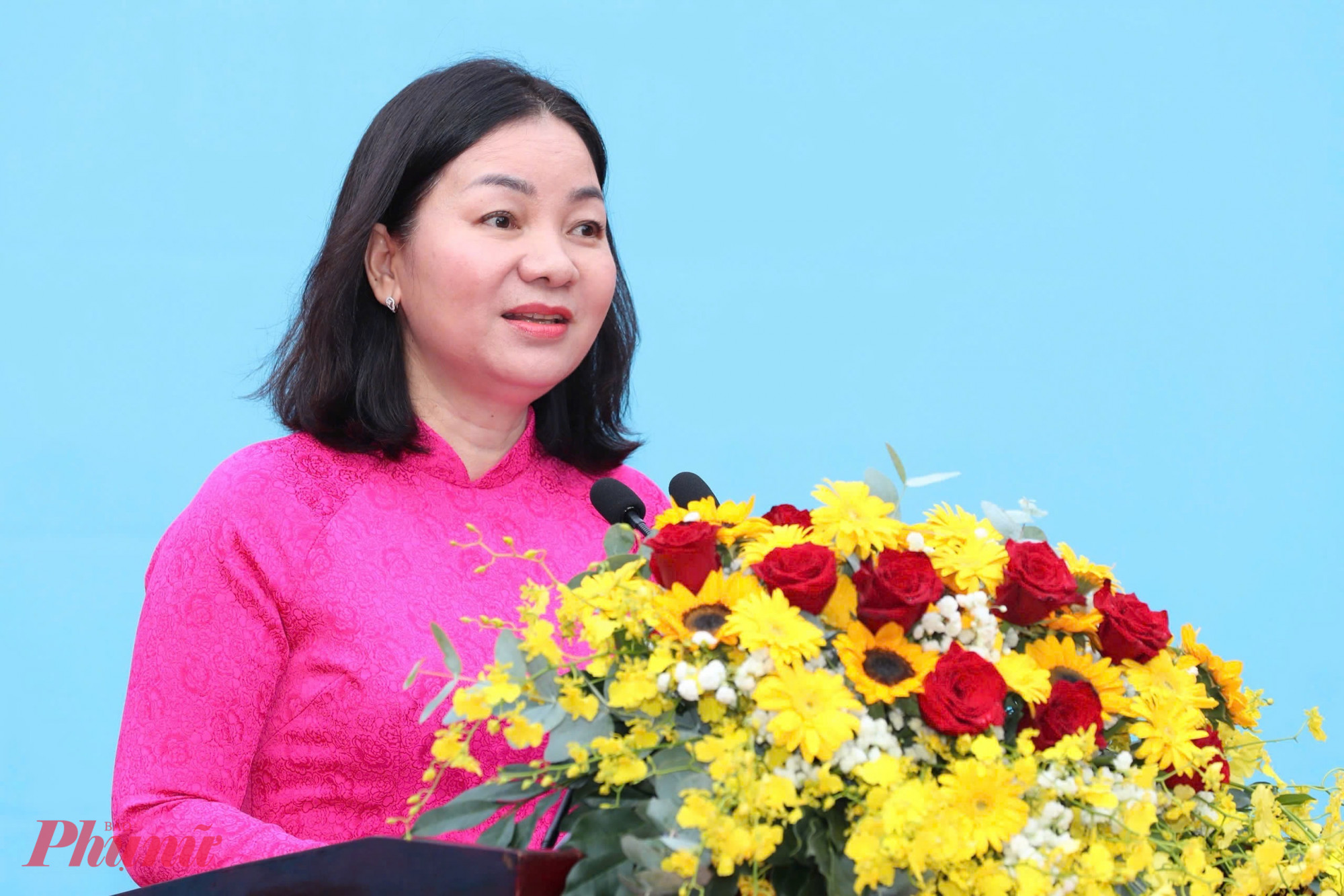 Phó Chủ tịch Thường trực Ủy ban MTTQ Việt Nam TPHCM Trương Thị Bích Hạnh phát biểu khai mạc triển lãm