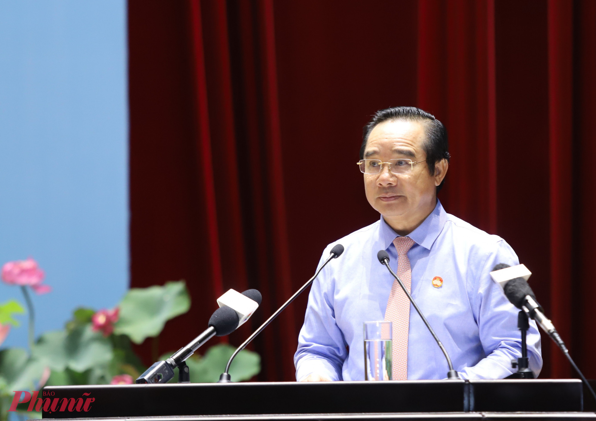 Chủ tịch UBND TPHCM Nguyễn Văn Được phát biểu tham luận tại Đại hội MTTQ TPHCM sáng 29/11