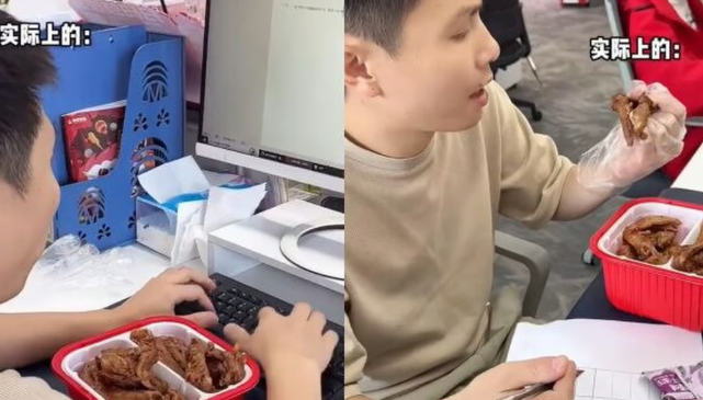 Một người nếm thử thức ăn bắt tay vào làm việc và kết hợp ăn uống với việc biên soạn một báo cáo chi tiết về những phát hiện của mình. Ảnh: RedNote