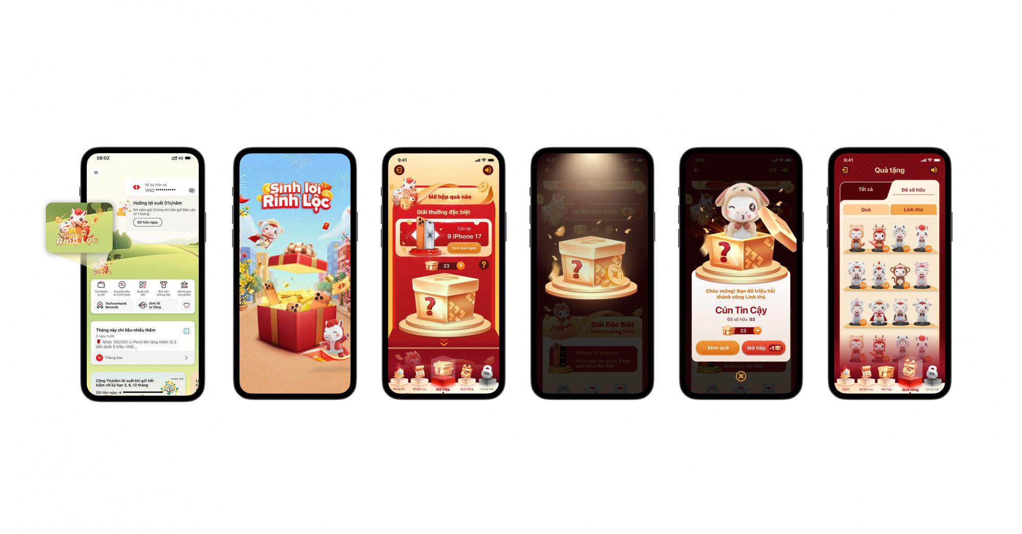 Giao diện chương trình “Sinh Lời Rinh Lộc” trên Techcombank Mobile