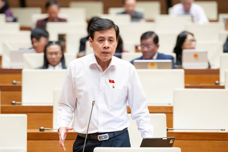 Đại biểu Trần Anh Tuấn kiến nghị giảm số môn học để học sinh không bị nhồi nhét - ảnh: QH