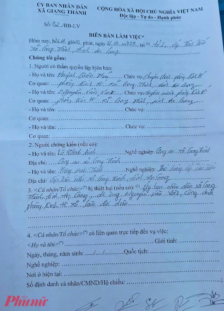 Ngày 1/12, xã Giang Thành kiểm tra và lập biên bản lần thứ 3 về vi phạm của HTX Thủy Mộc