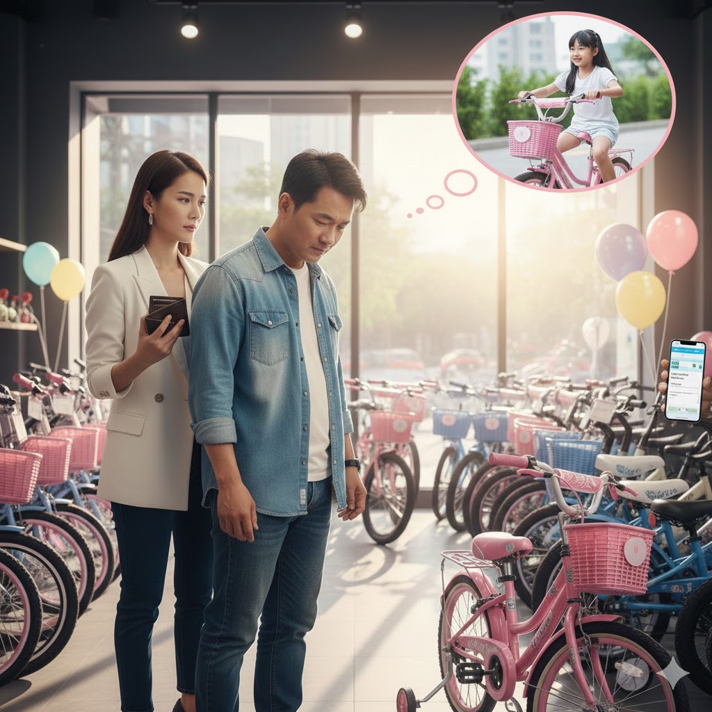 Mua xe đạp cho con, ước mơ tầm thường của cha cũng trở nên xa xỉ vì cha không tự quyết được đồng tiền mình làm ra - Ành được tạo bởi AI