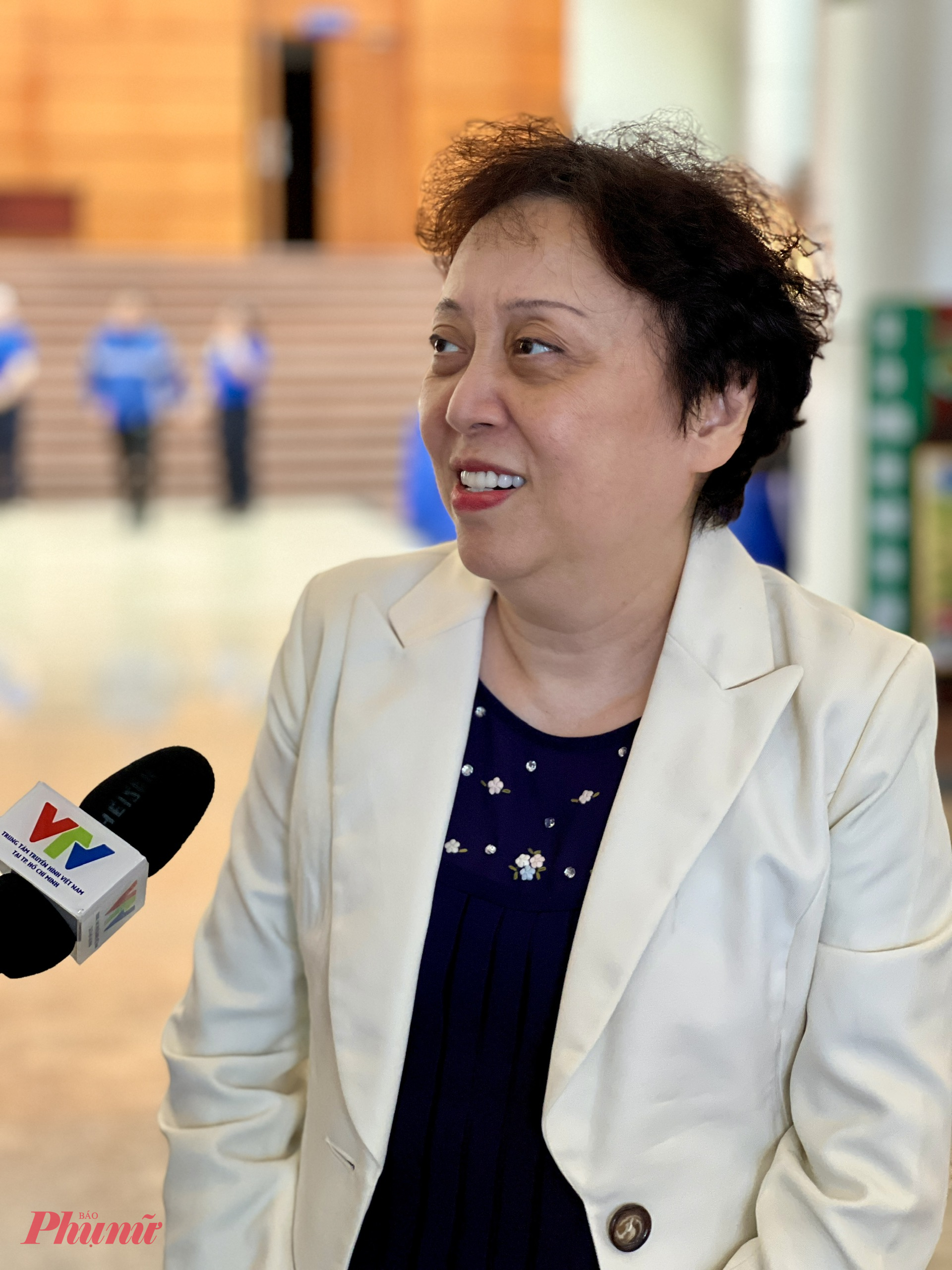 Bà Phạm Khánh Phong Lan tại sự kiện sáng nay. Ảnh: Quốc Thái