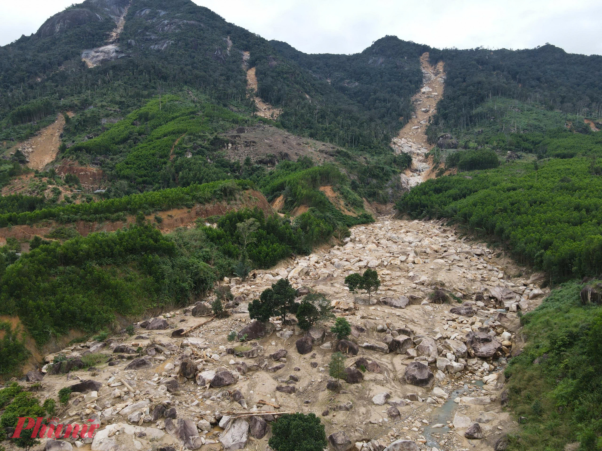 Nhiều vị trí núi Chư Yang Hanh bị sạt lở trong đợt mưa lũ vừa qua