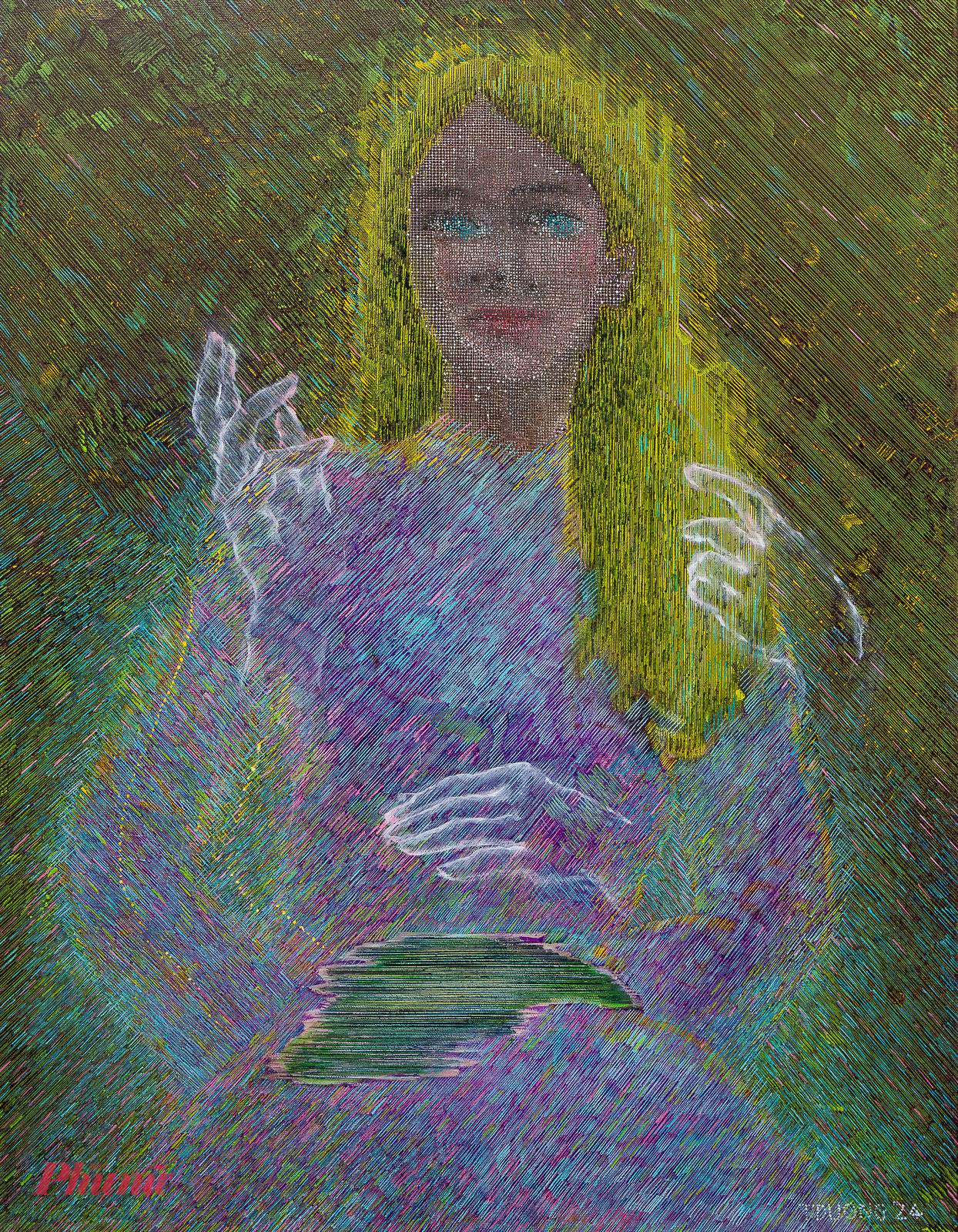 Tác phẩm Cô gái Đông Dương bằng chất liệu sơn dầu trên vải 