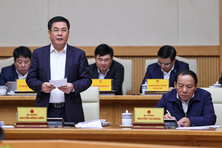 Thủ tướng: Phải bảo đảm 'mọi người đều có nhà, mọi gia đình đều có Tết' Bộ trưởng Bộ Công Thương Nguyễn Hồng Diên phát biểu - Ảnh: VGP/Nhật Bắc