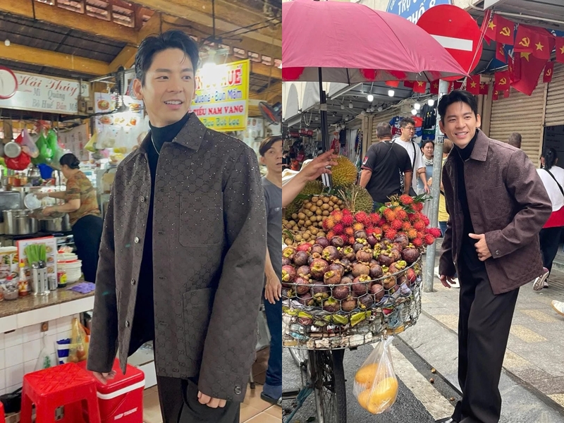 Nam diễn viên Đài Loan Lâm Bách Hoành trải nghiệm mua sắm ở chợ Bến Thành.