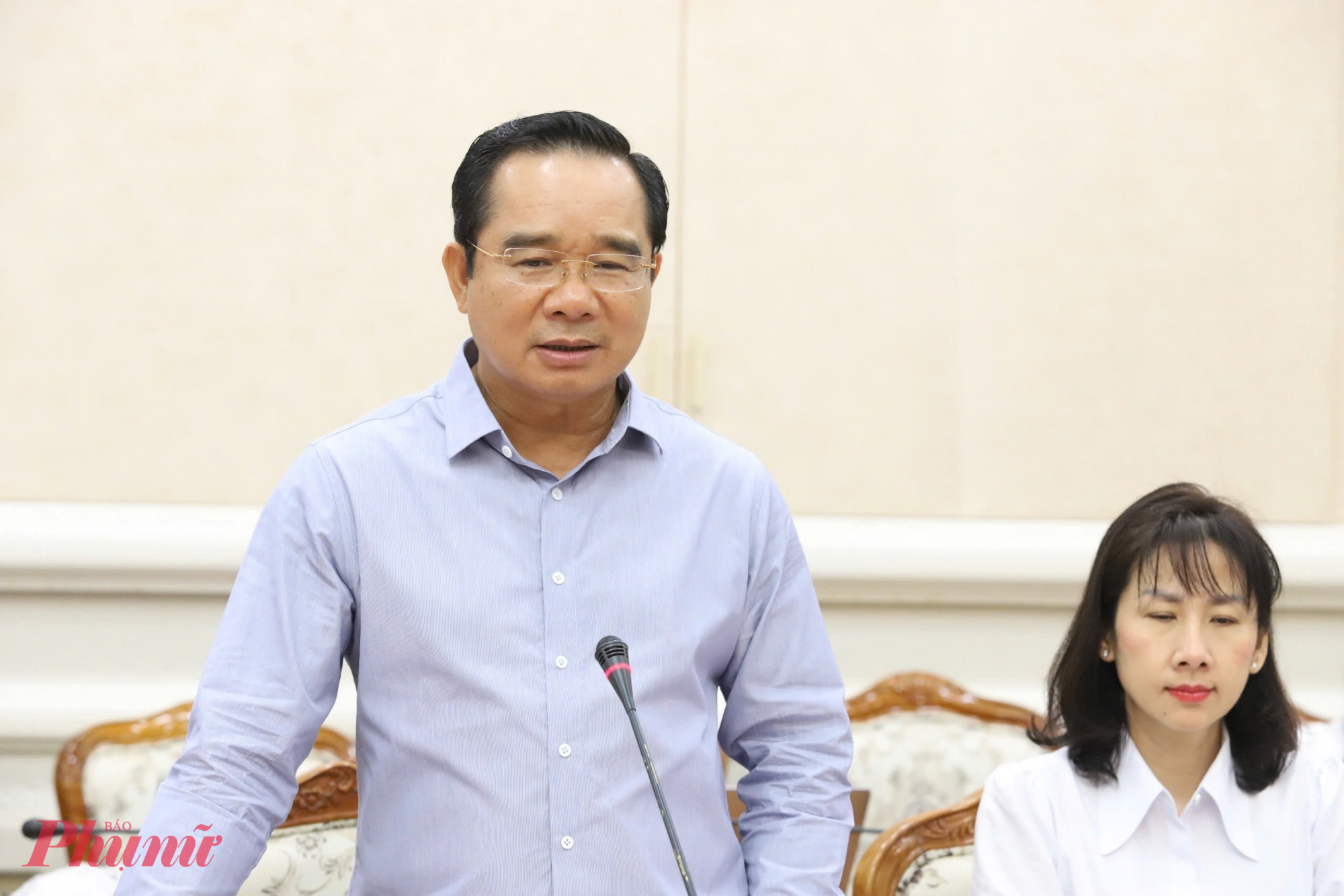 Ông Nguyễn Văn Được - Chủ tịch UBND TPHCM phát biểu giao nhiệm vụ mới cho Chánh thanh tra TPHCM - Ảnh: Thanh Tâm