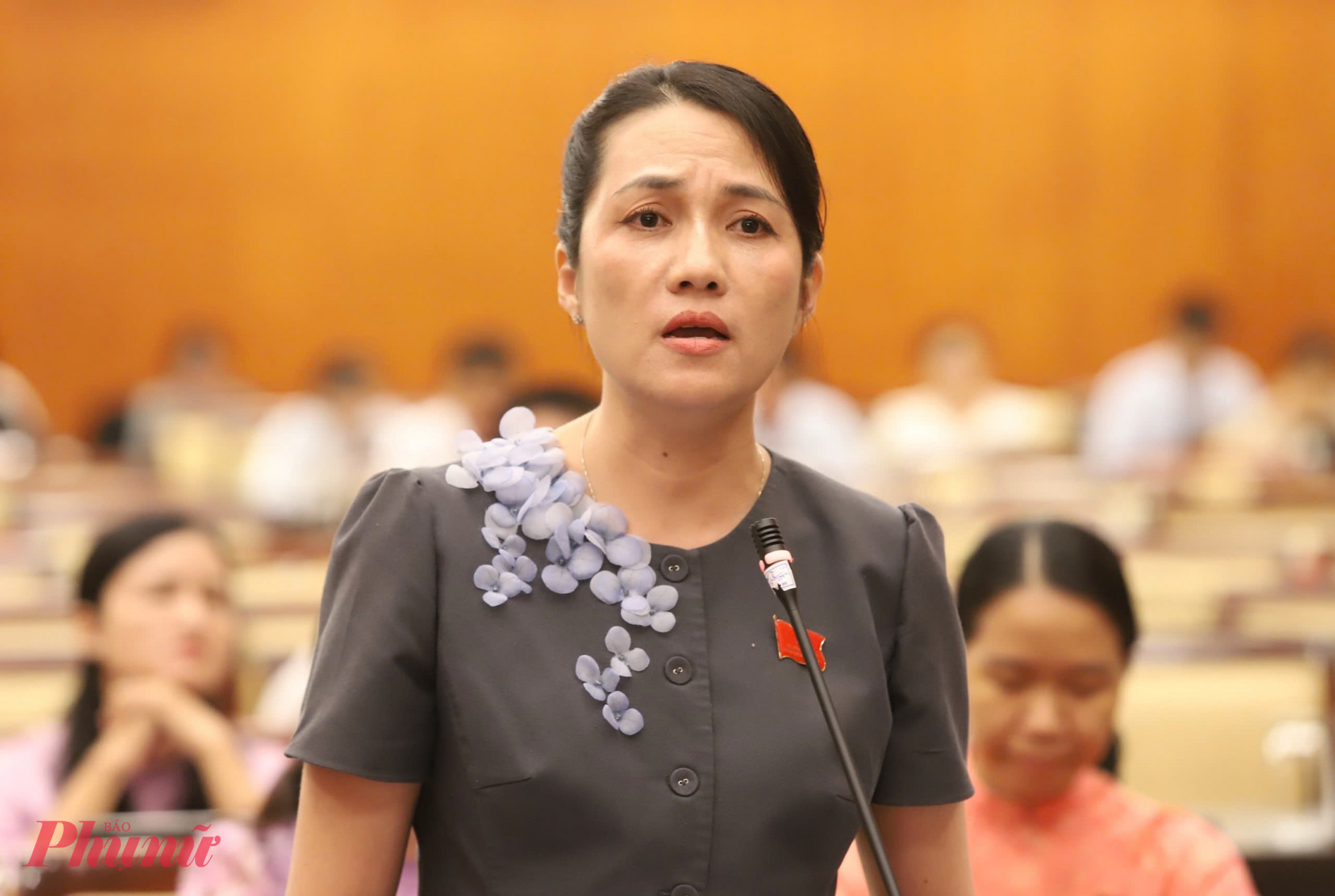 Đại biểu Nguyễn Thị Việt Tú phát biểu tại phiên thảo luận tổ của HĐND TPHCM - Ảnh: Thanh Tâm