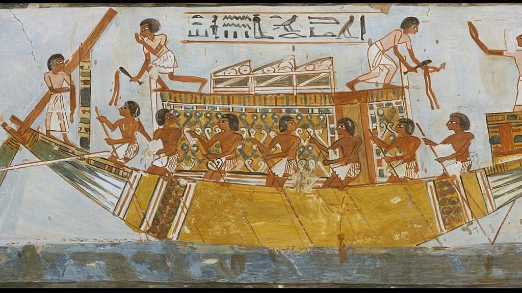 Hình ảnh mô tả những chiếc thuyền xa hoa thời kỳ cổ đại. Ảnh: Internet