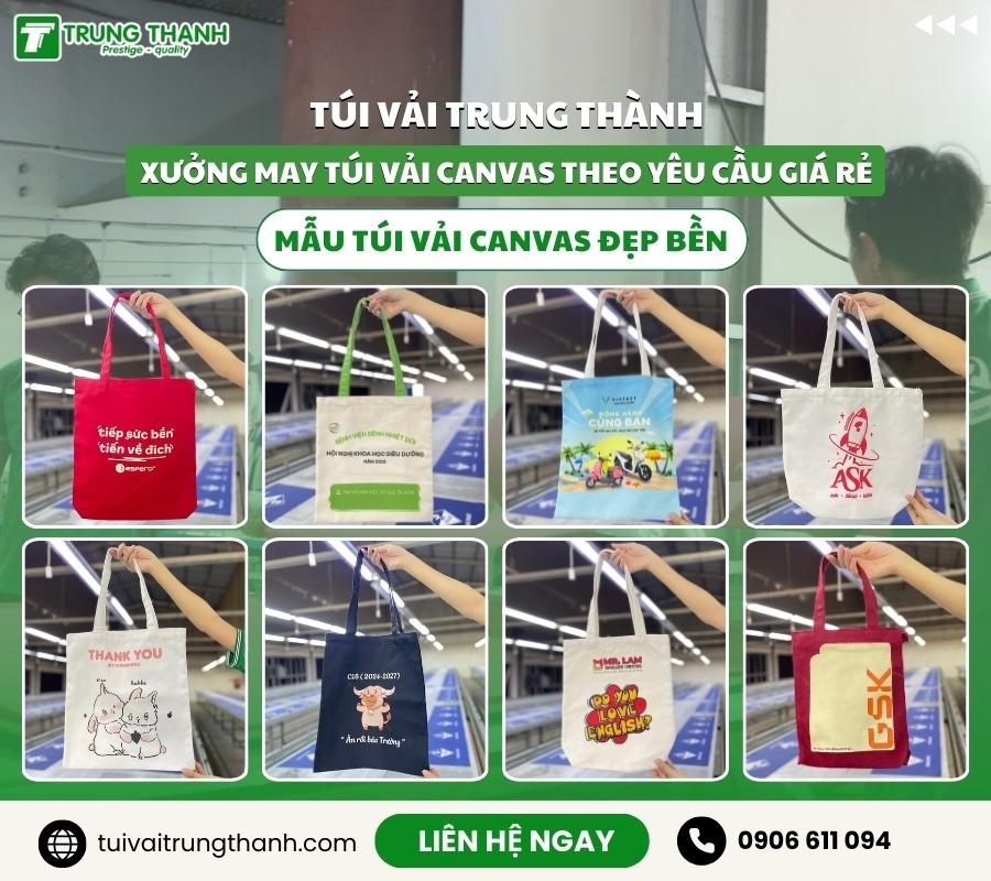 Các mẫu túi vải canvas đẹp bền được sản xuất tại Túi tải Trung Thành