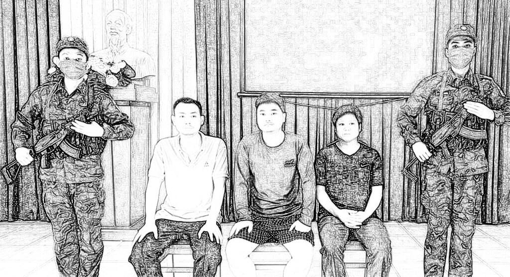 3 đối tượng thời điểm bị bắt. Ảnh: CA