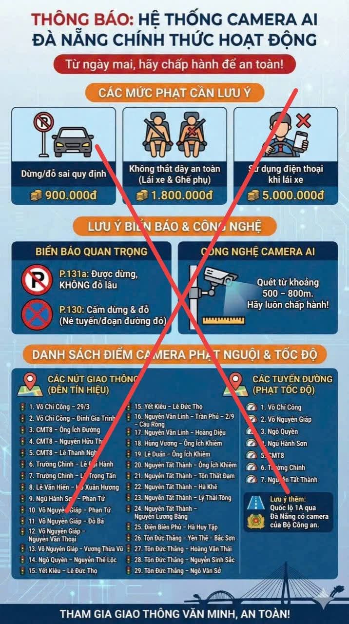 Công an Đà Nẵng khẳng định thông tin đang lan truyền trên mạng xã hội là không chính xac-Ảnh: Công an Đà Nẵng.