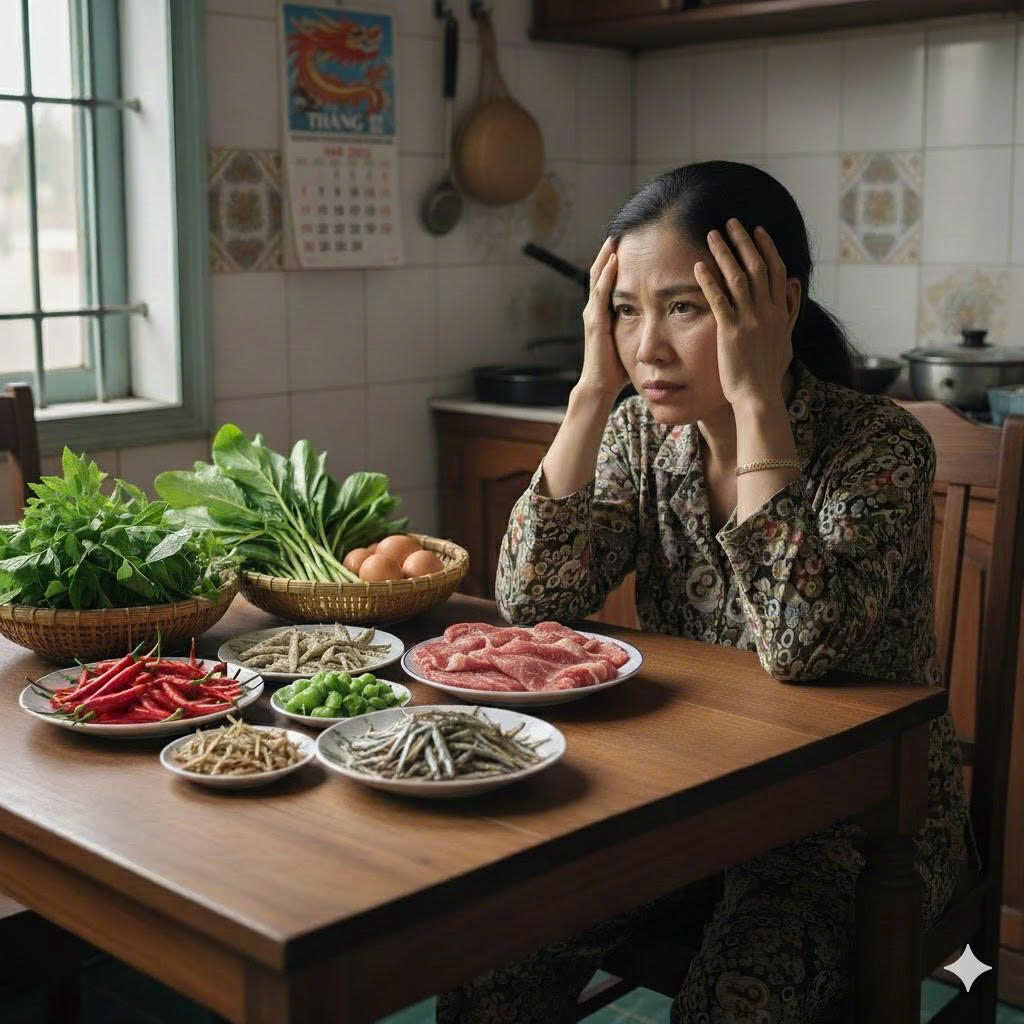 Giá thực phẩm tăng cao làm người nội trợ đau đầu tính toán. (Hình minh hoạ)