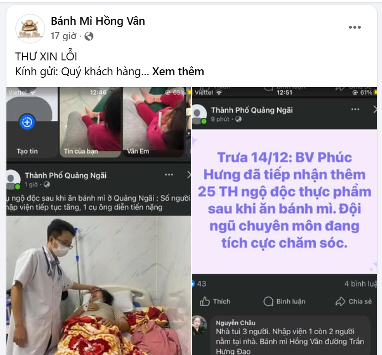 Hệ thống bánh mì Hồng Vân đăng bài nhận trách nhiệm.