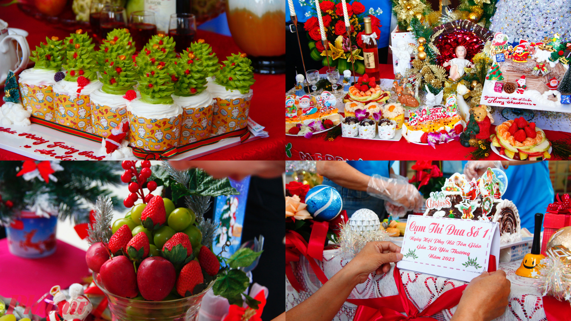 bàn tiệc bánh ngọt được trang trí bắt mắt