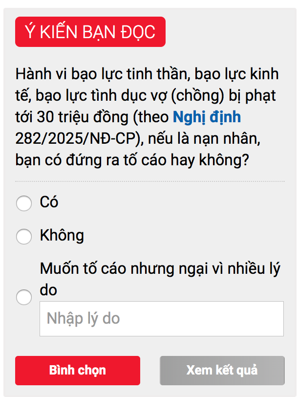 Khung khảo sát ý kiến bạn đọc