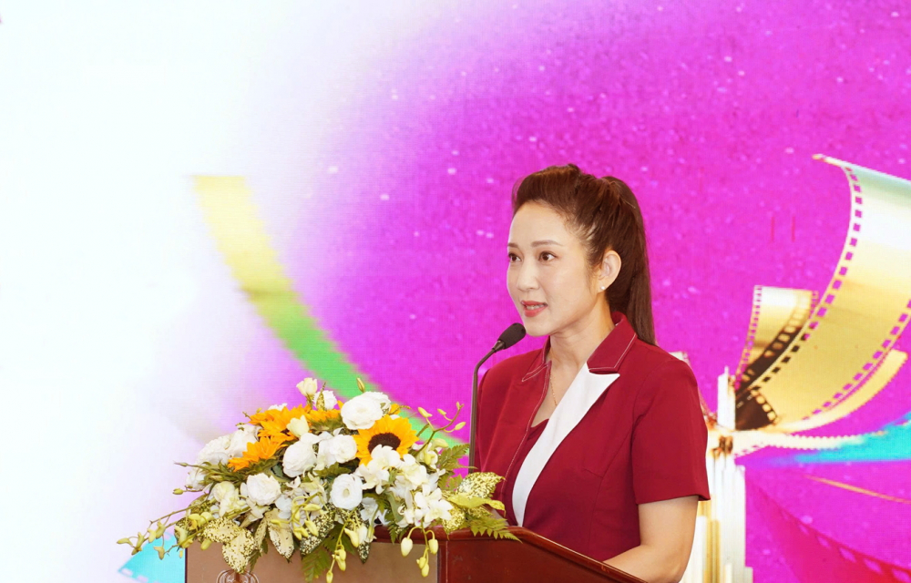 Nghệ sĩ nhân dân Nguyễn Thị Thanh Thúy tại buổi ra mắt cẩm nang TPHCM - Điểm đến sản xuất phim - Nguồn ảnh: Ban tổ chức Liên hoan phim Việt Nam 2025