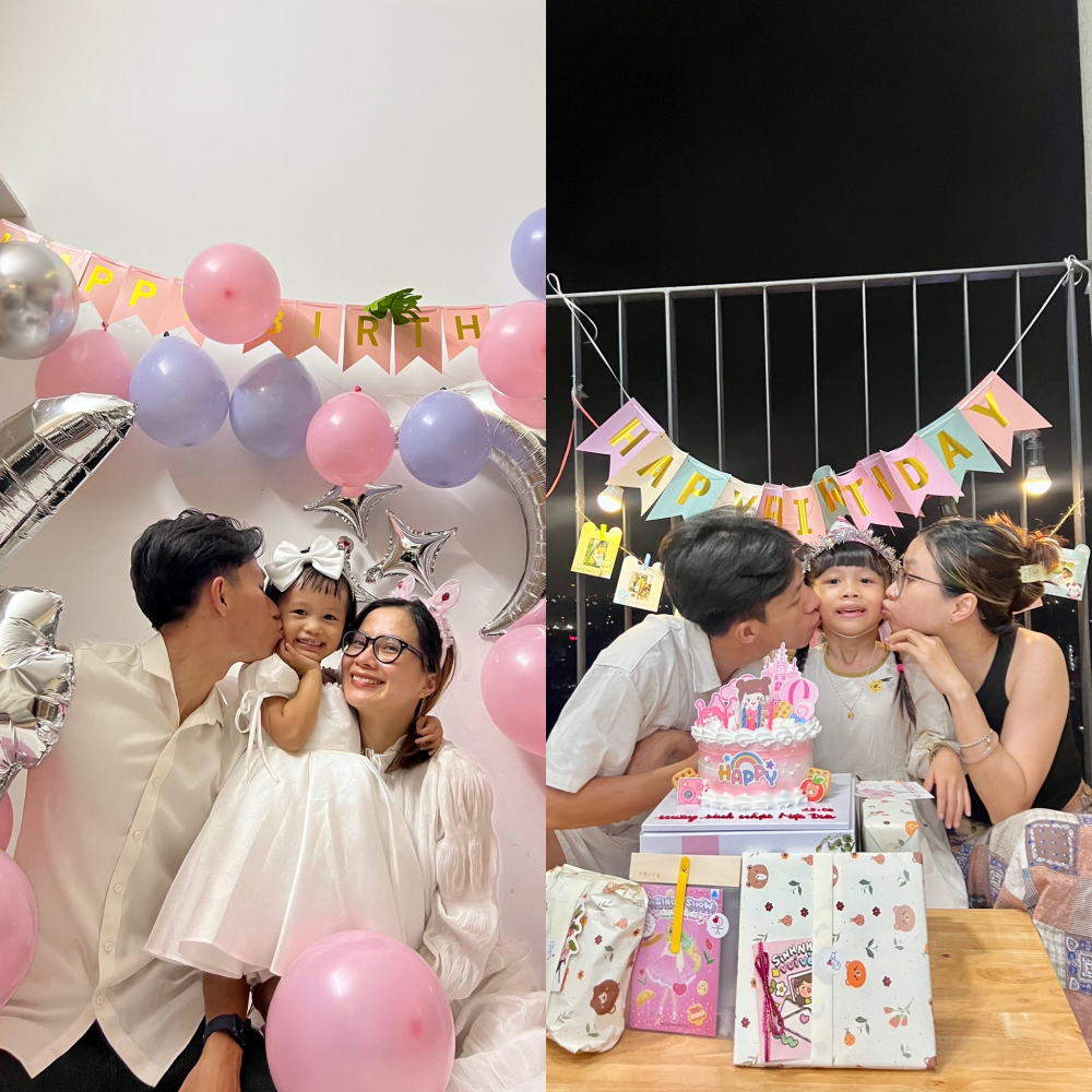 Gia đình chuyển về căn nhà đầu tiên vào tháng 8/2022, đúng dịp sinh nhật 4 tuổi của con gái; ba năm sau, tháng 8/2025, tiếp tục dọn sang nhà mới trùng sinh nhật 7 tuổi của bé. Ảnh: NVCC