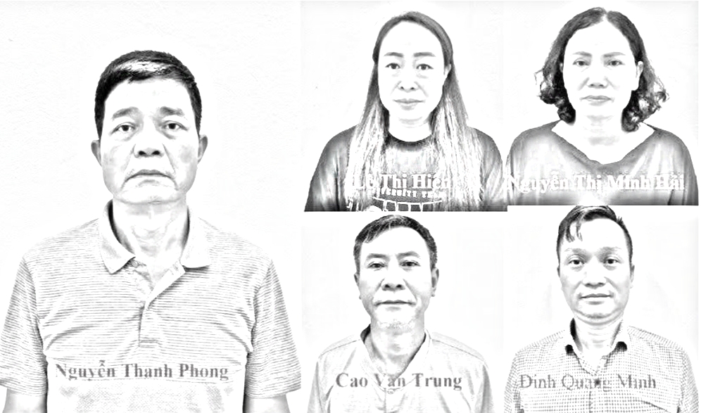 Bị can Nguyễn Thanh Phong và một số bị can trong vụ án - Ảnh: BCA