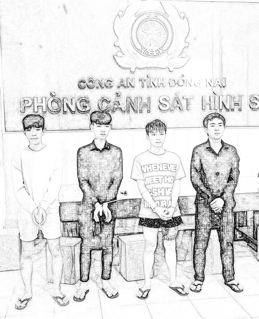 4 đối tượng tại cơ quan công an. Ảnh: CA